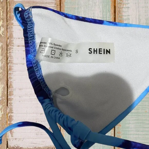 Blue Tie-Dye Triangle Bikini Set Size Small – Adjustable & Beach Ready - Picture 10 of 13